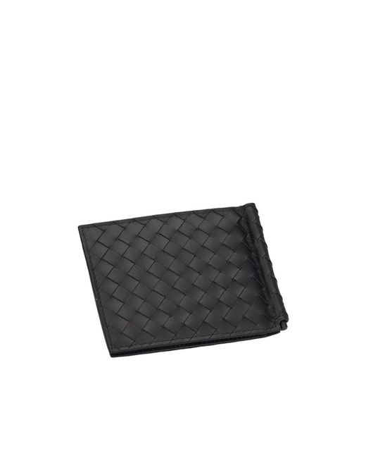 Bottega Veneta Black Woven Detailed Bi-Fold Wallet for men