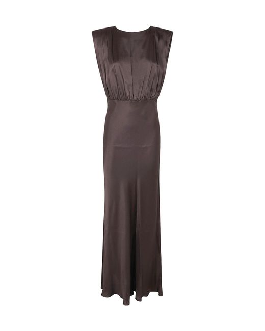 Semicouture Brown Padded Shoulders Dress