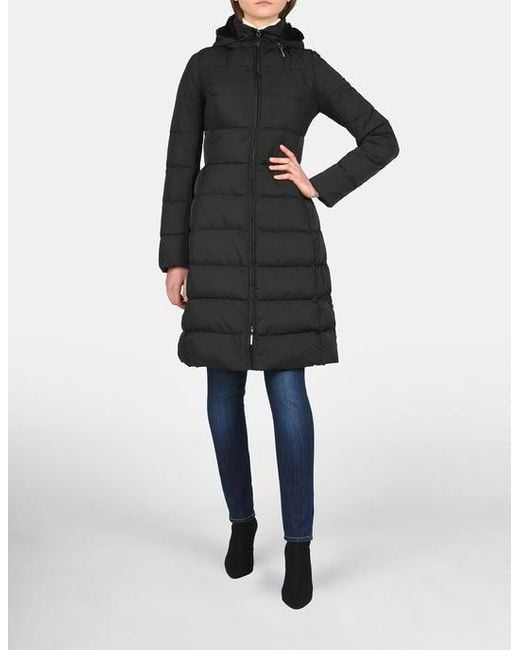 Armani Jeans Black Long-Style Down Jacket With A Hat