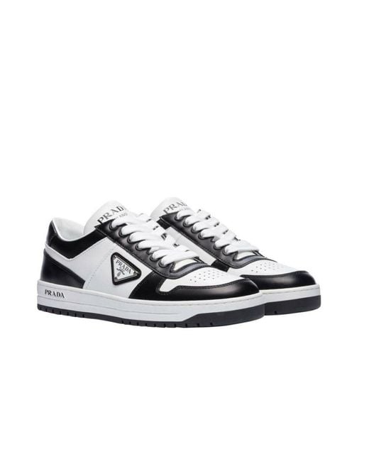 Prada White Downtown Leather Sneakers