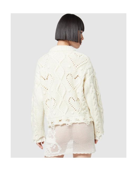 Gcds White Destroyed Chunky-Knit Jumper