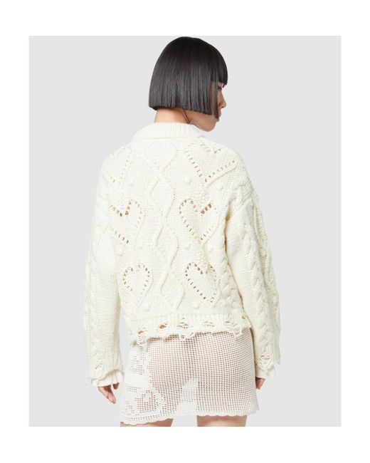 Gcds White Destroyed Chunky-Knit Jumper
