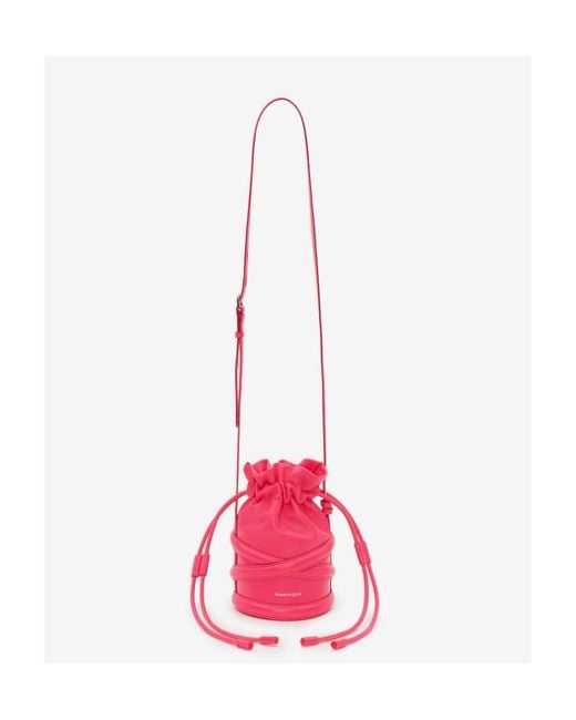 McQueen Pink Logo Printed Bucket Bag
