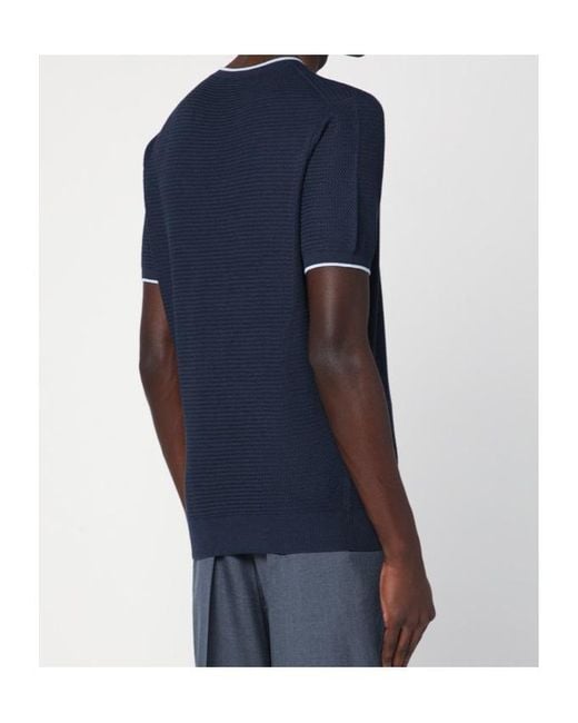 Prada Blue Short-Sleeved Crewneck Jumper for men