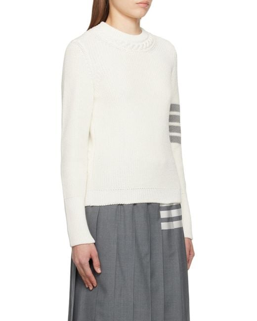 Thom Browne White 4-Bar Stripe Jumper