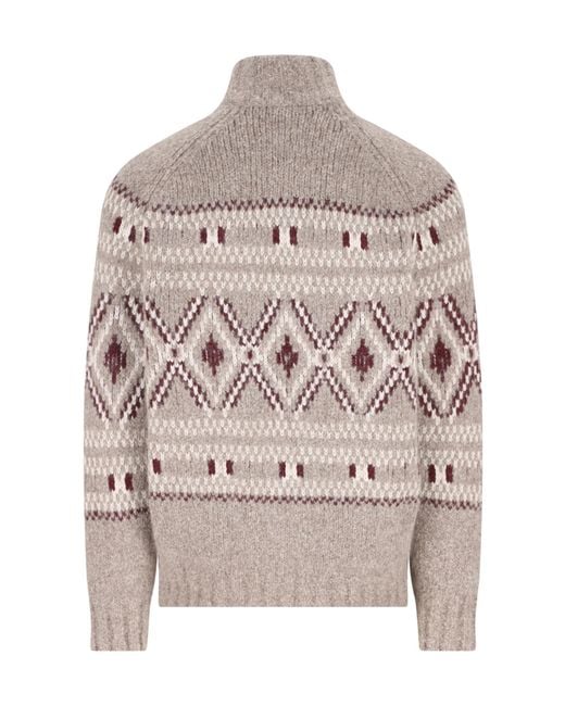 Brunello Cucinelli Gray High Neck Zip-Up Cardigan for men