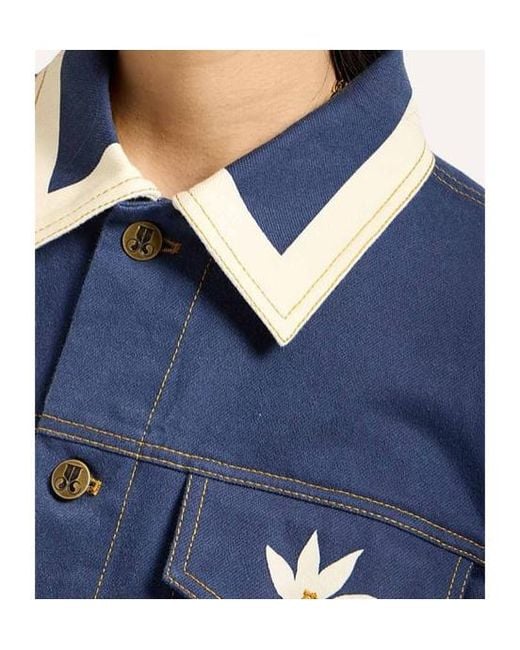 LaDoubleJ Blue Floral-Print Denim Jacket
