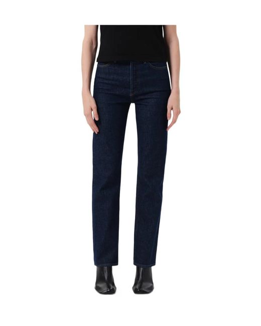 Agolde Blue 90's Pinch Waist High Rise Straight Long (Comfort Stretch)