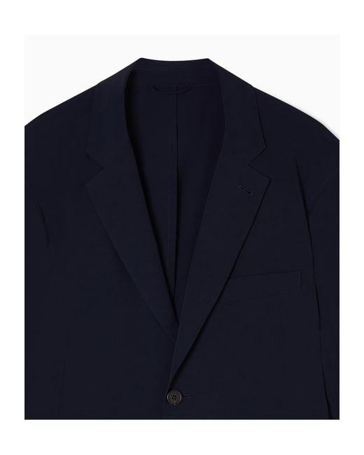 Emporio Armani Blue Travel Essential Stretch Single-Breasted Blazer for men