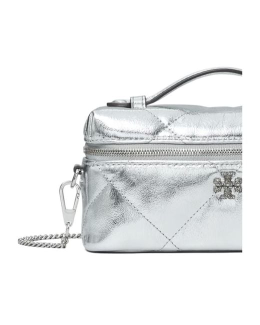 Tory Burch White Kira Diamond Quilted East West Crossbody Bag