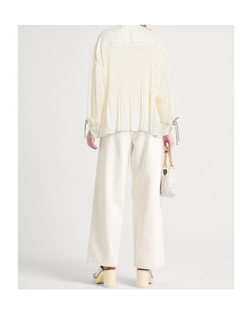 MAX&Co. White Tie Neck Top