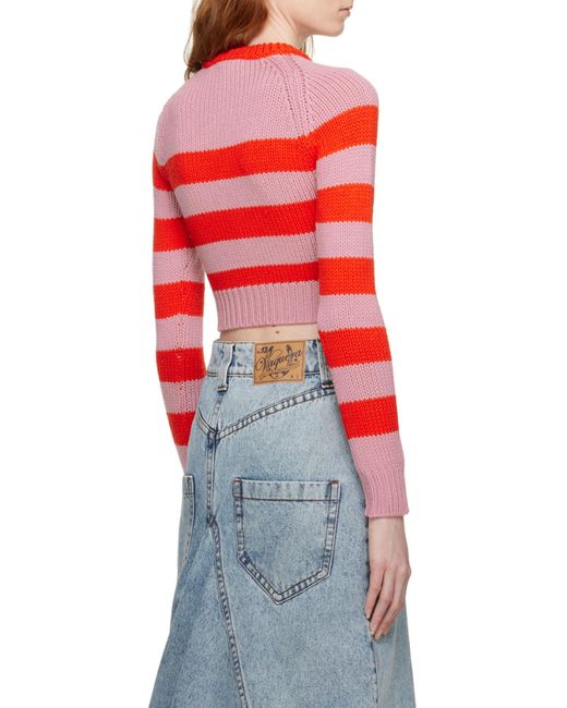 Marni Red Striped Cut-Out Knitted Jumper
