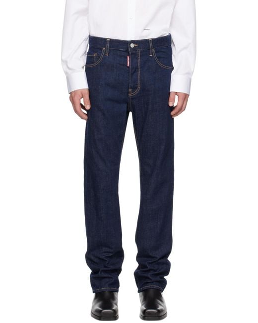 DSquared² Blue Logo Patch Straight Leg Jeans for men