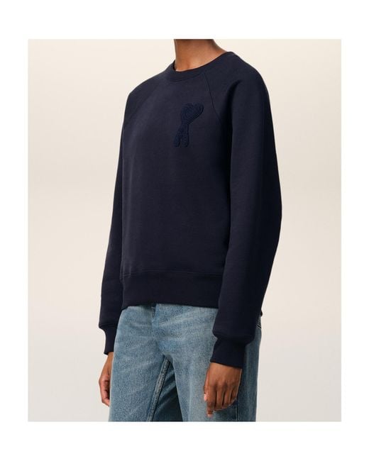 AMI Blue Ami De Coeur Crewneck Sweatshirt for men