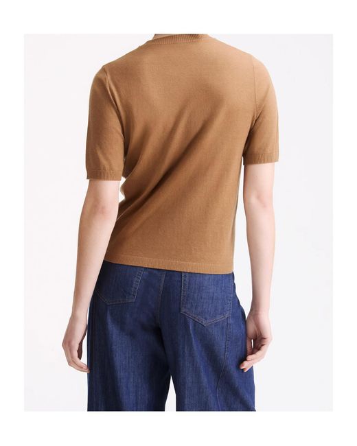 Marella Brown Crew-Neck Short-Sleeve Sweater