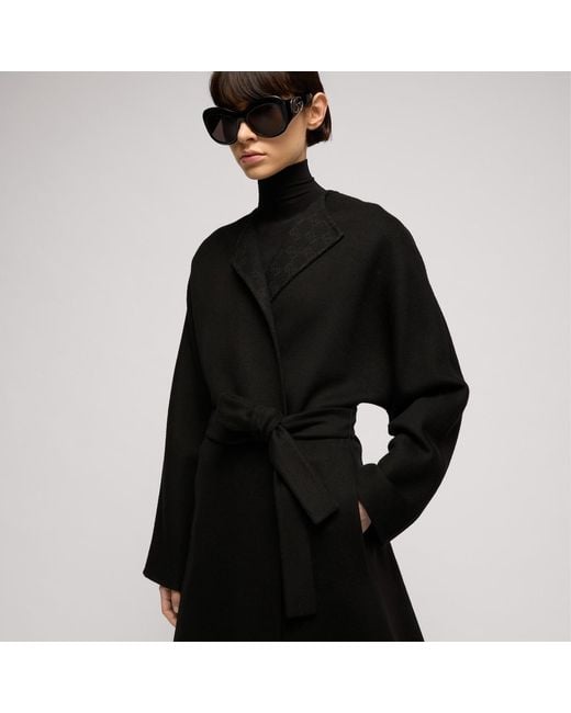 Gucci Black Long Coat With Gg Inside