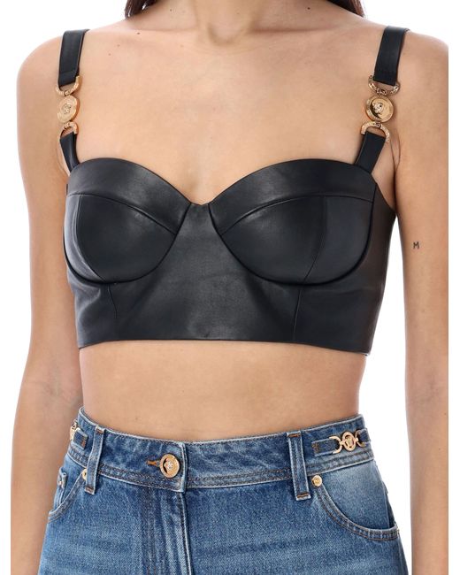 Versace Blue Medusa Hardware Straps Bustier