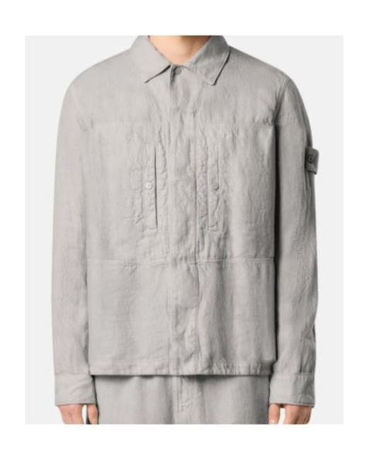 Stone Island Gray Overshirt With Pockets And Button Fastening for men