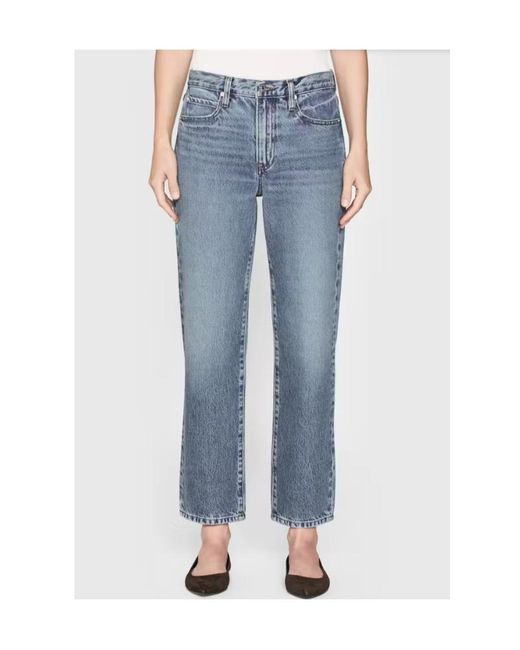 FRAME Blue Rigid Denim Mid Rise Straight Ankle Length
