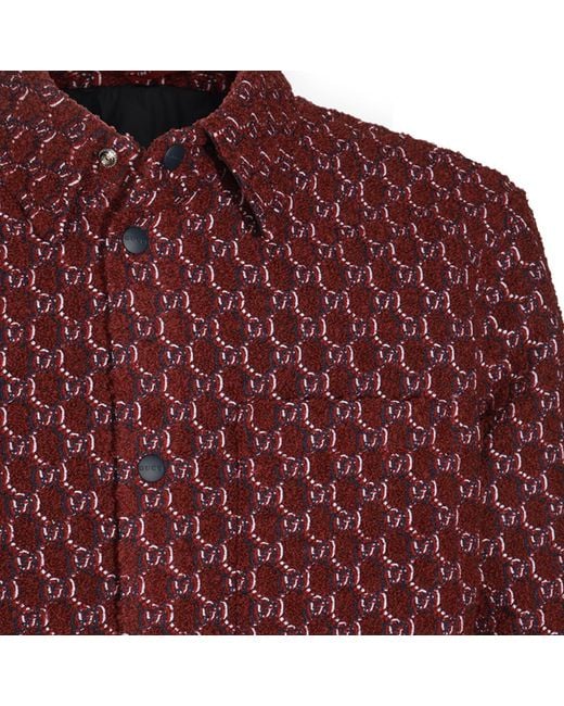 Gucci Red Gg Monogrammed Shirt Jacket for men