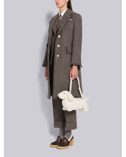 Thom Browne White Hector Shearling Shoulder Bag