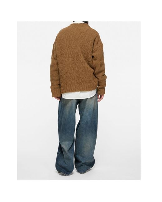 Acne Brown Teddy Bear Jacquard Crewneck Jumper
