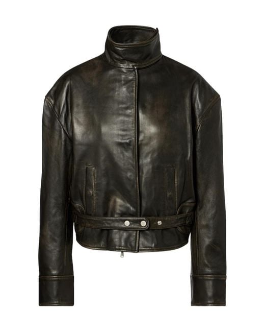 Christopher Esber Black Zippered Long-Sleeved Leather Jacket