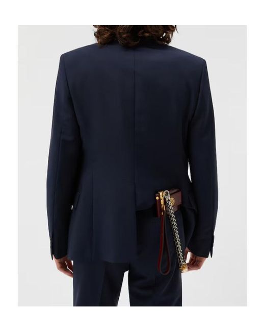 Versace Blue Single-Breasted Tailored Blazer for men