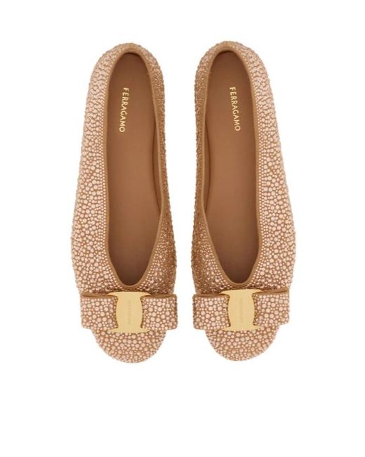 Ferragamo Natural Vara Bow Ballet Flats