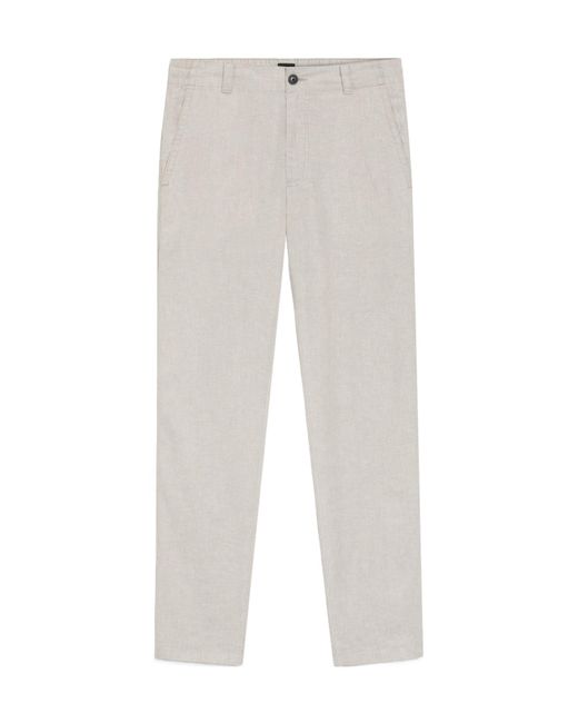 Boss White Straight Leg Linen Trousers for men