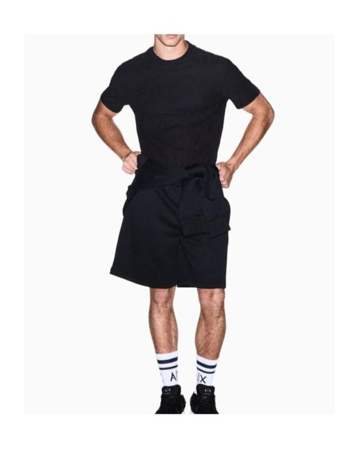 ARMANI EXCHANGE Black Short-Sleeved Crew-Neck T-Shirt for men