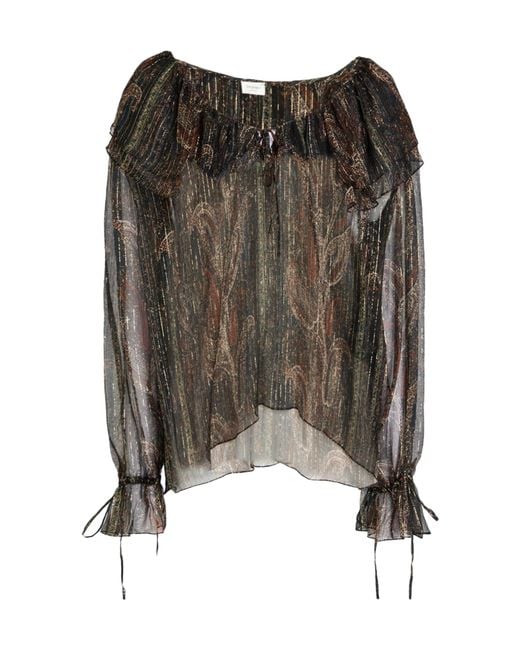 Saint Laurent Black Printed Sheer Blouse