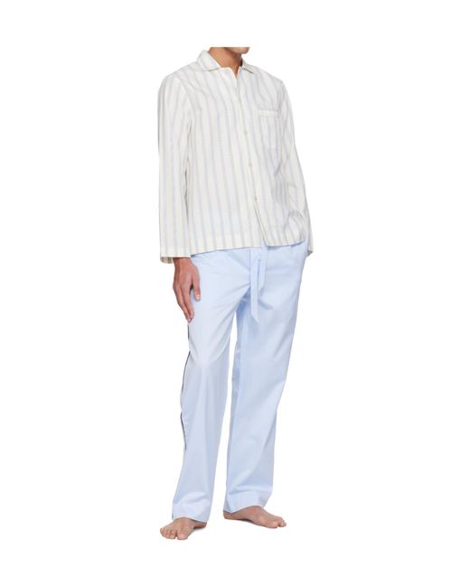 Tekla White Long-Sleeved Pajama Shirt for men