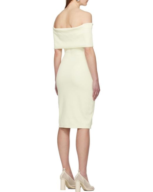 Bottega Veneta Natural Off-The-Shoulder Fitted Dress