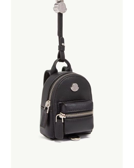 Moncler White Mini Backpack Keyring for men