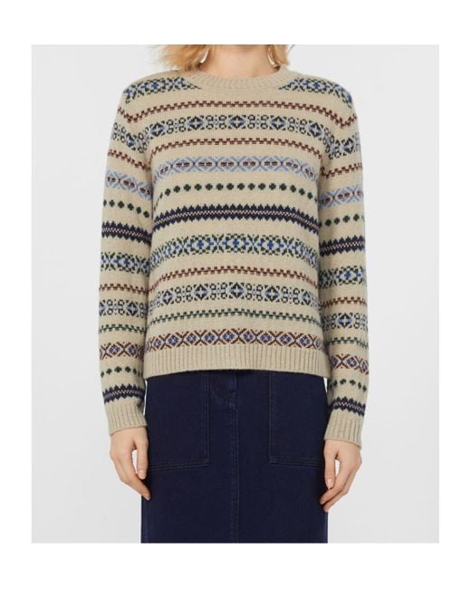 Weekend by Maxmara Gray Wool And Alpaca Jacquard Jumper