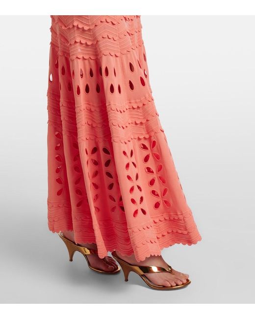 Ulla Johnson Red Lakshmi Broderie Anglaise Maxi Dress