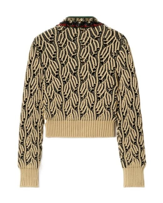 LaDoubleJ Multicolor Patterned Embellished Collar Cardigan