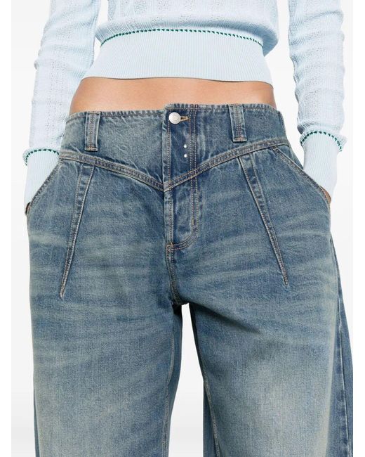 McQueen Blue Logo Patch Wide-Leg Jeans