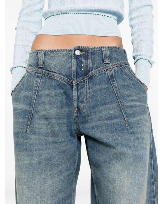 McQueen Blue Logo Patch Wide-Leg Jeans
