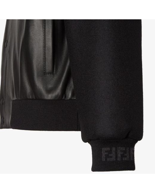 Fendi Black Wool And Leather Blouson for men