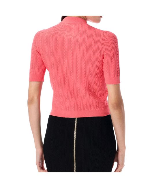 Balmain Pink Button Embellished Knitted Cardigan