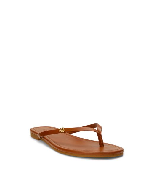 Ralph Lauren Brown Logo Detail Flat Sandals