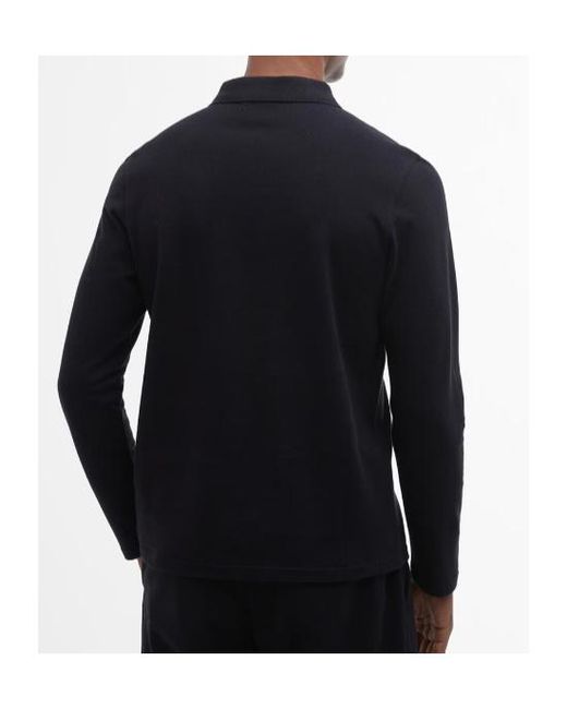 Barbour Black Long-Sleeved Zip-Up Polo Shirt for men