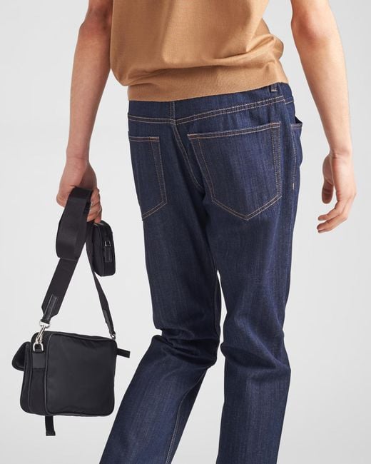 Prada Blue Stretch-Denim Jeans for men