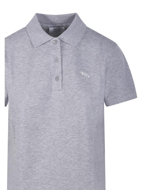 Maison Kitsuné Maison Kitsuné Baby Fox Regular Polo Shirt in Gray