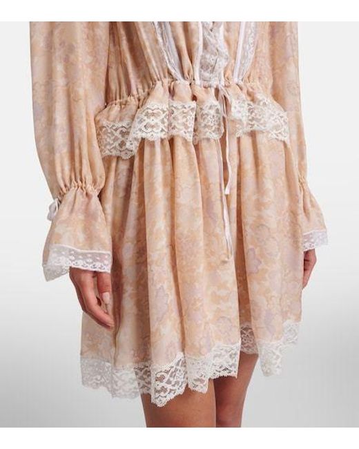 Chloé Natural Floral Silk Charmeuse Minidress
