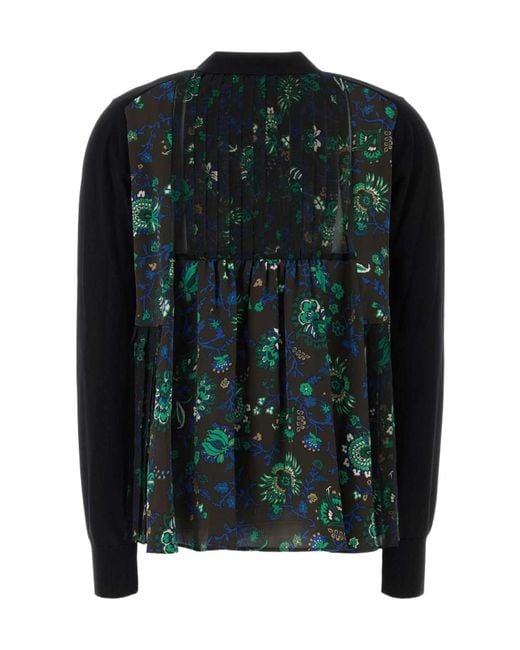 Sacai Black Button-Up Knit Top