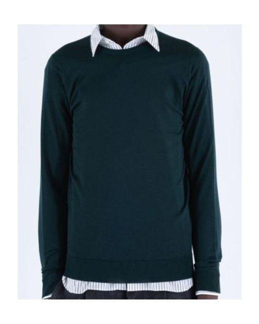 John Smedley Green Lundy Crewneck Jumper for men