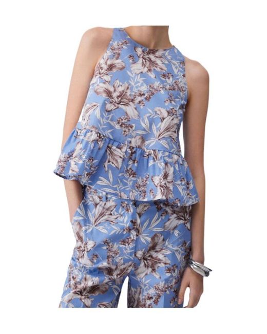 Liu Jo Blue Bow-Back Peplum Sleeveless Top
